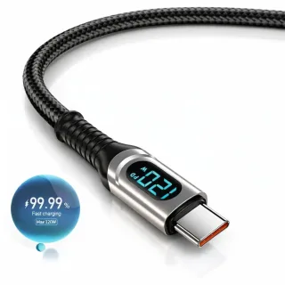 CABLE USB TIPO C  1MT NEGRO PANTALLA DIGITAL 60W