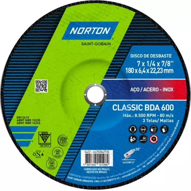 Disco desbaste BDA600 7X1/4X7/8" CJA10 - Norton