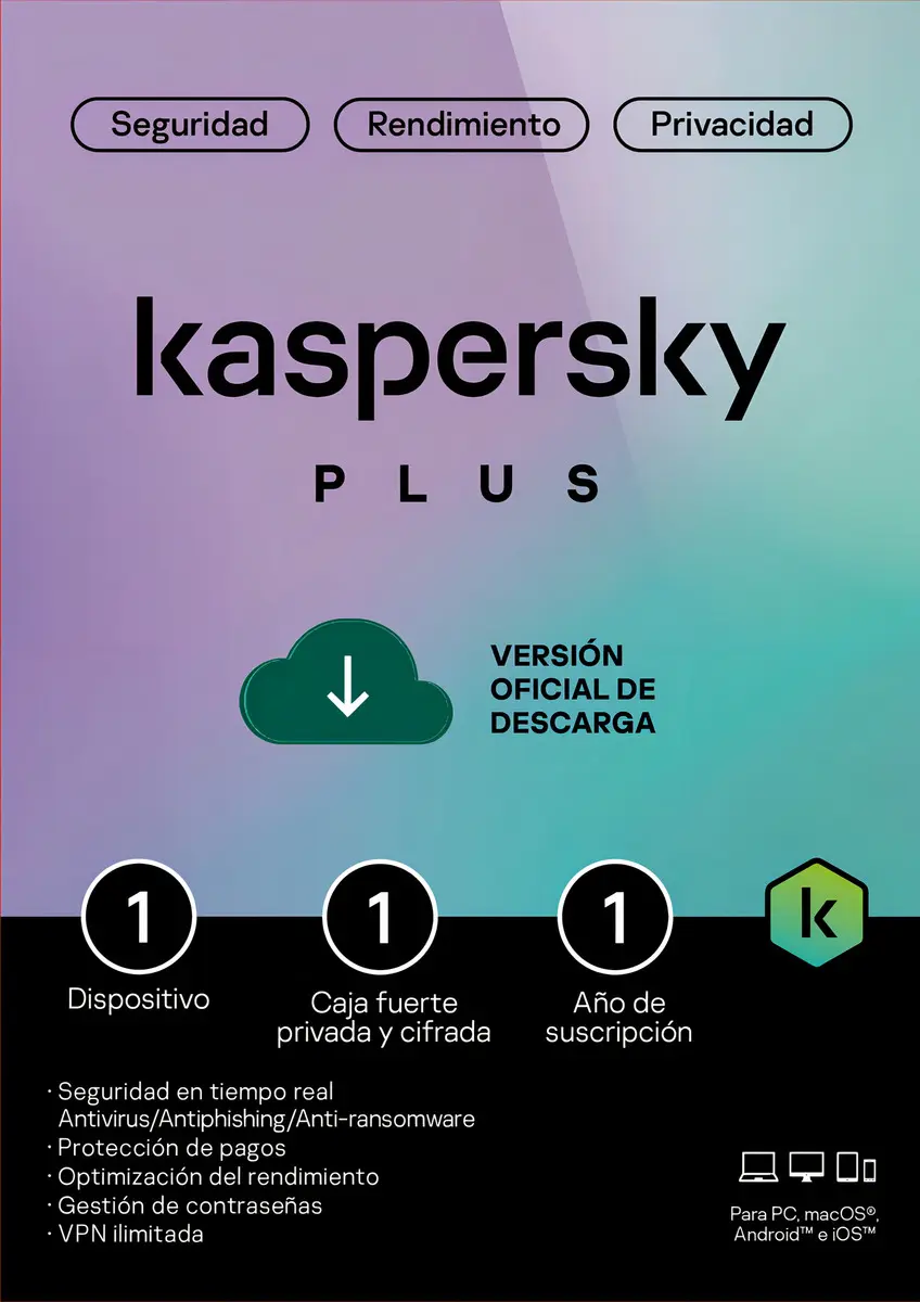 ANTIVIRUS PLUS LICENCIA FISICA 1 PC / 1 AÑO - KASPERSKY