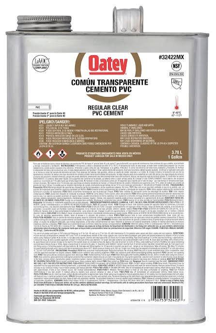 Pegamento PVC regular 1GLN 32422R CJAX6 - Oatey