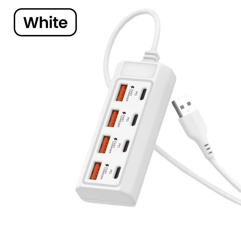 HUB DE CARGA RÁPIDA USB 8 PUERTOS, 4×TIPO-C PD + 4×USB-A