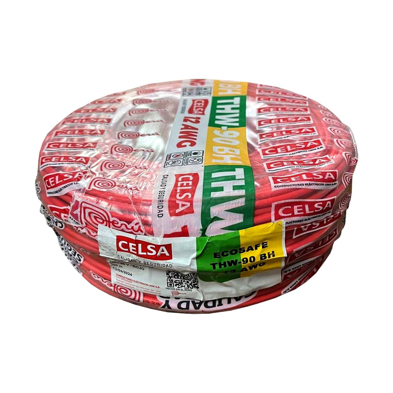 Cable thw 90 N° 12AWG rojo rollo X10OMT Celsa